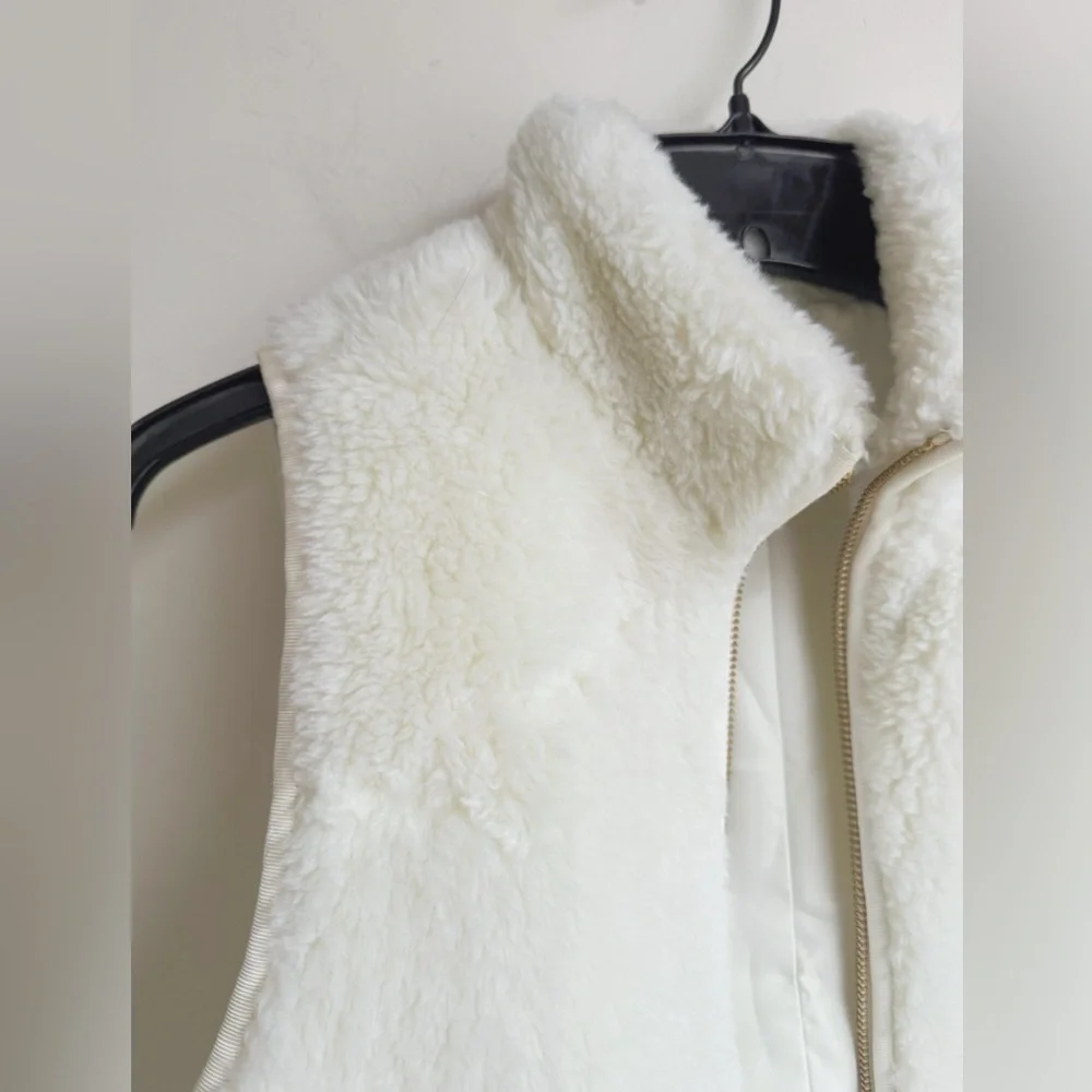 J. Crew Plush Fleece Excursion Vest E1535 XXS Ivory Faux Fur